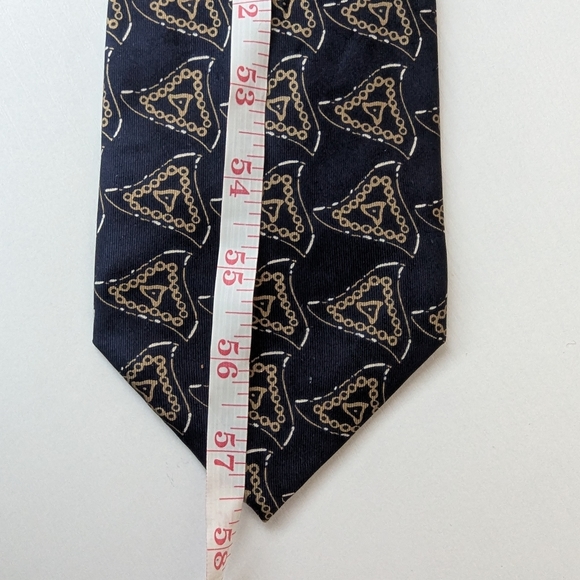Giorgio Armani Gravatte Silk Elegant Blue and Gold Men's Tie - Picture 8 of 10
